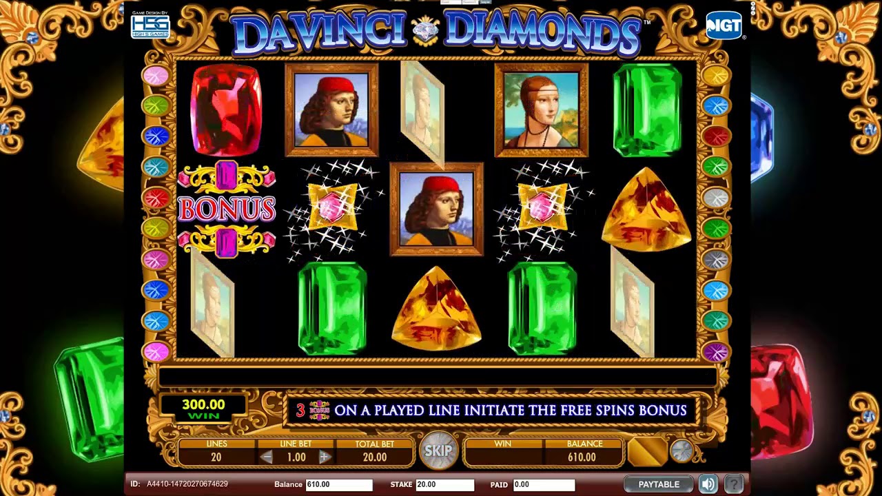 Da Vinci Diamonds video slot machine screenshot