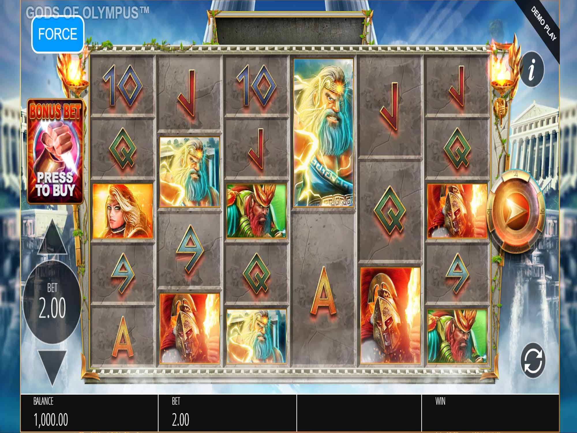 Gods of Olympus video slot game screenshot