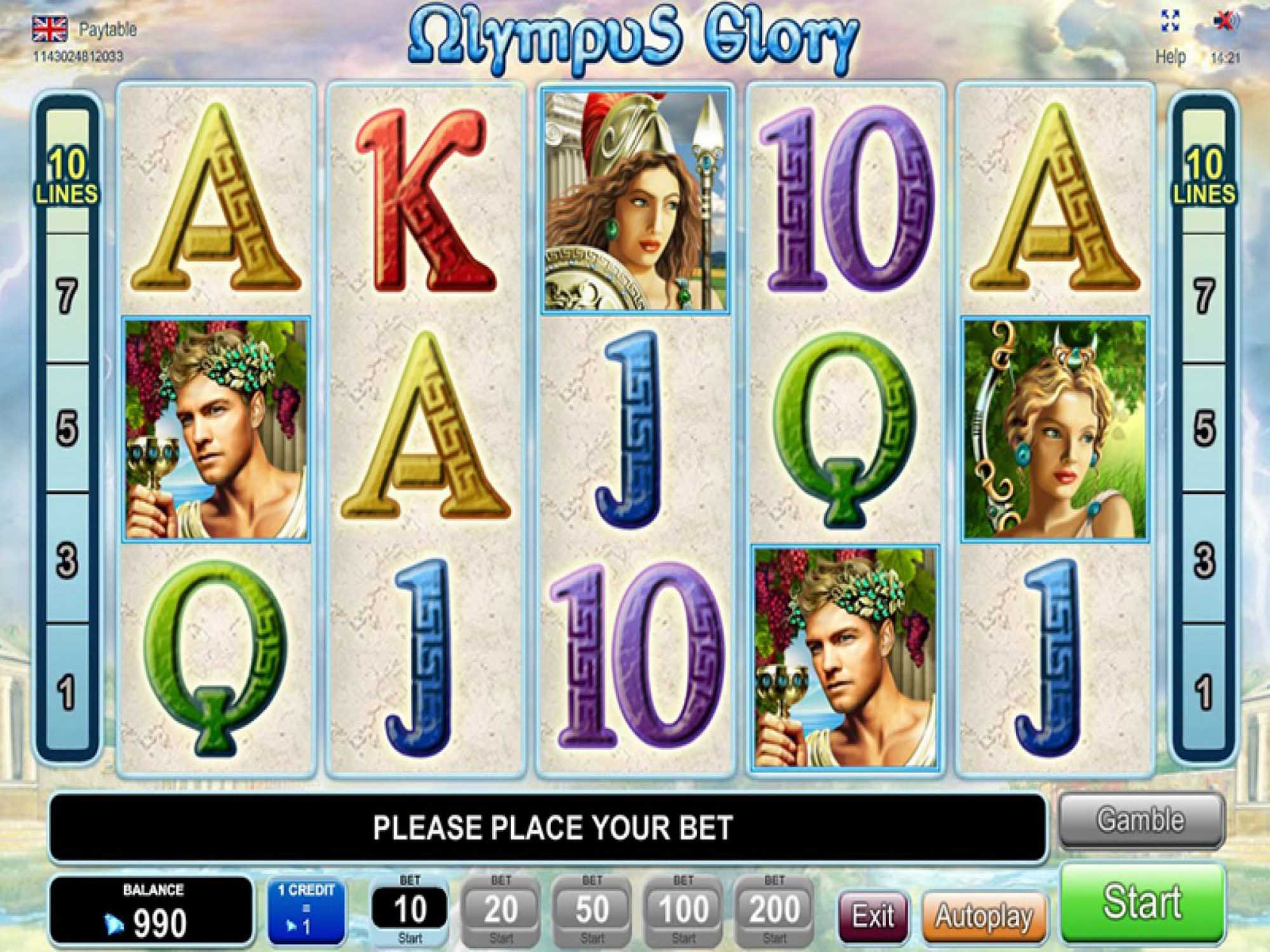 Olympus Glory slot machine screenshot