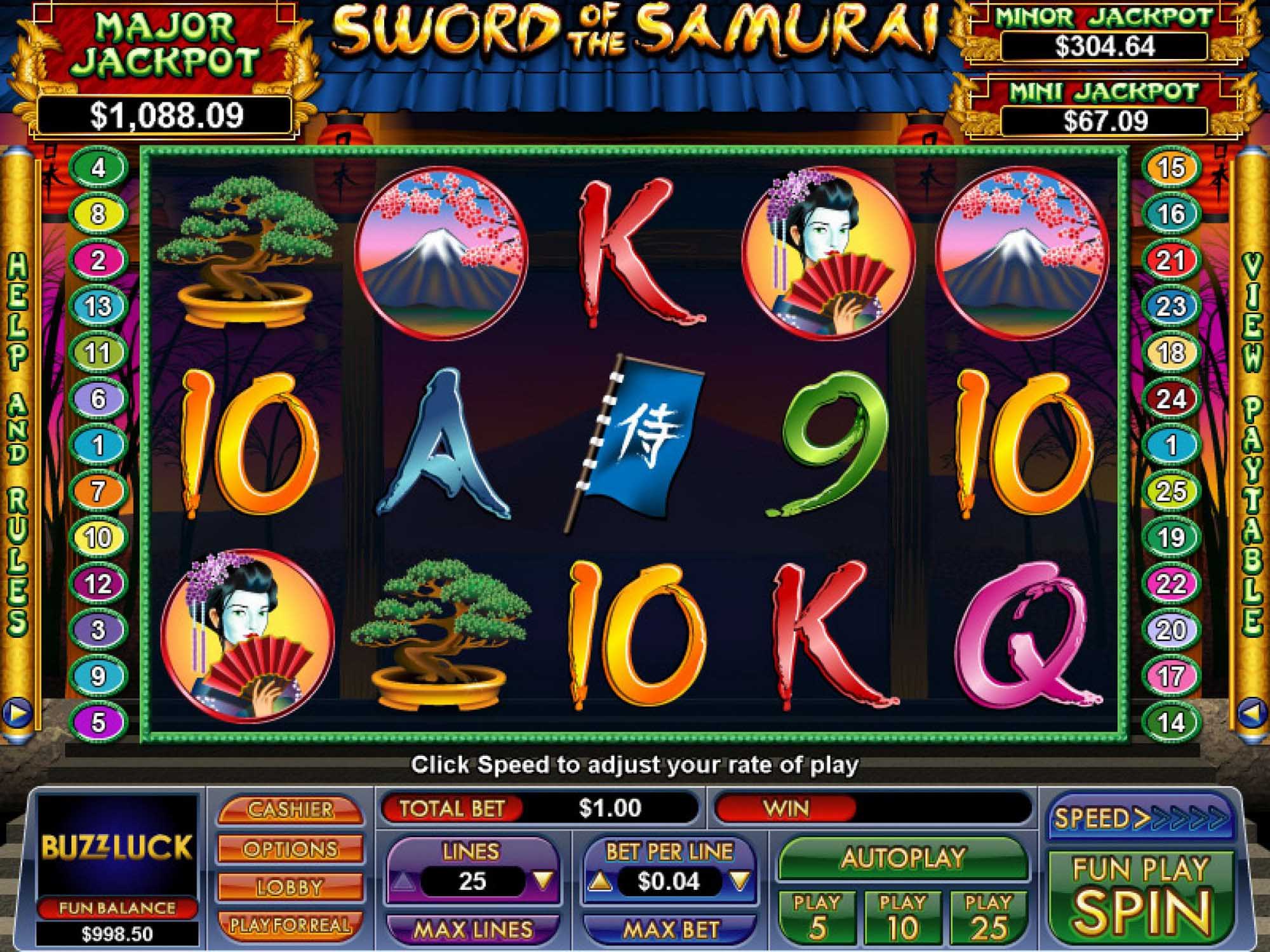 Sword of the Samurai video slot game screenshot