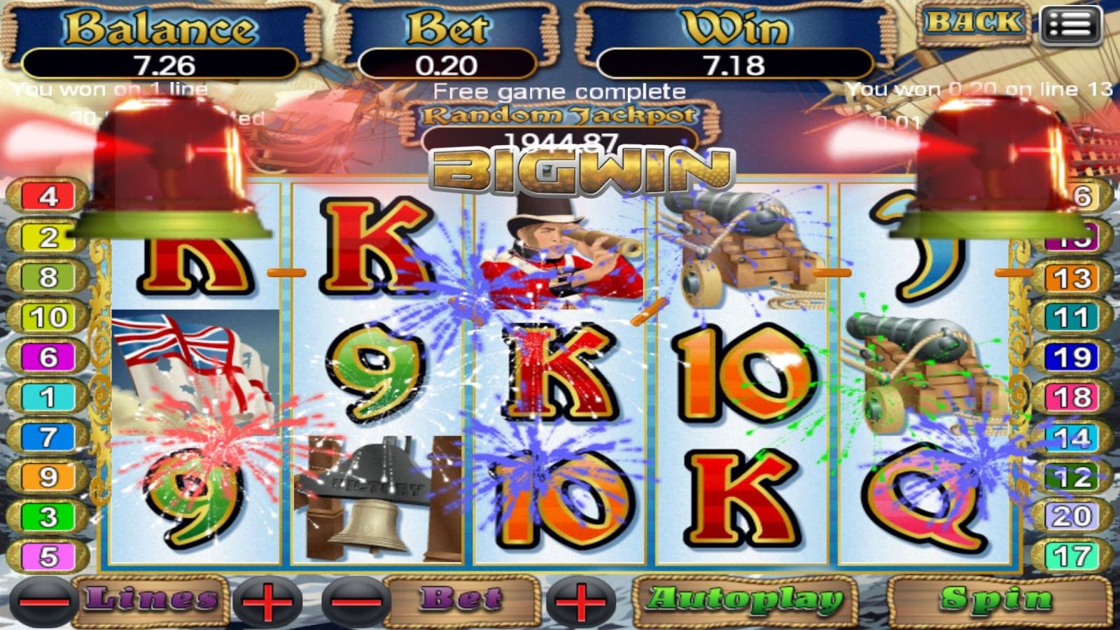Victory slot machine screenshot